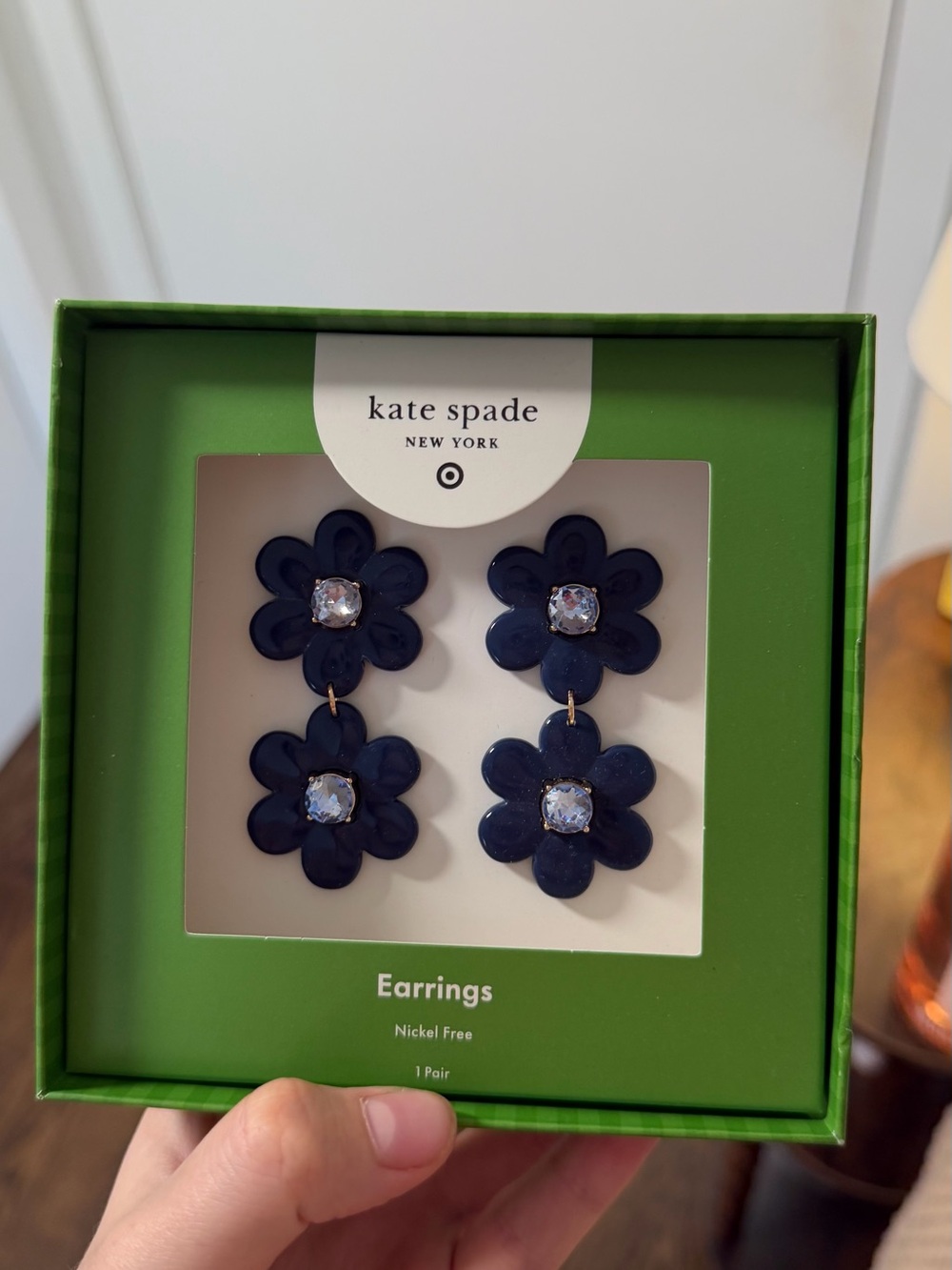 kate spade Navy Double Flower Drop Earrings